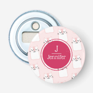 Slaapend Kat Patroon Monogram Button Flesopener