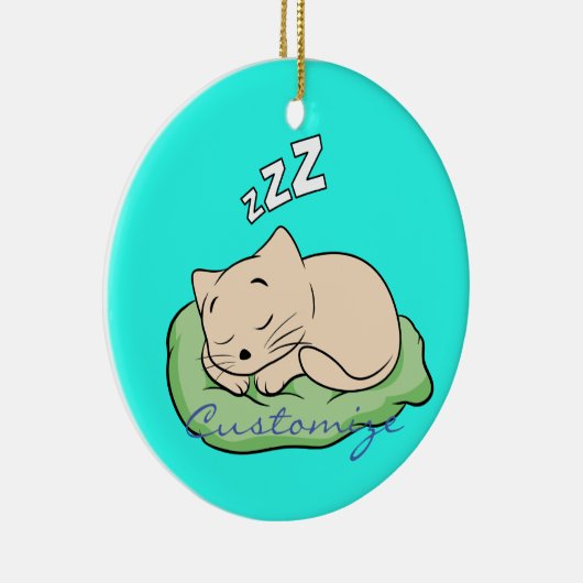 Slaapend Kat Thunder_Cove Keramisch Ornament (Rechts)