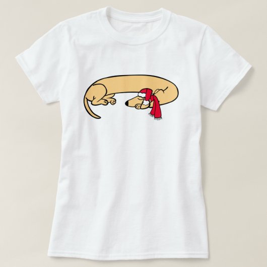 Slaapend kerstdachshund T-Shirt (Design voorkant)