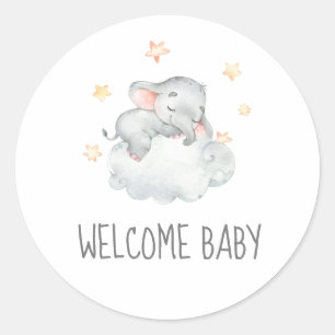 Slaapend klein meisje Welkom Baby shower Ronde Sticker
