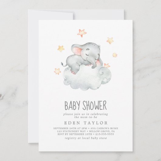 Slaapend klein olifant Baby shower Kaart (Voorkant)