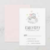 Slaapend klein olifant Baby shower RSVP Kaartje (Voorkant / Achterkant)