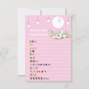 Slaapend Koala Baby shower Game Emoji Pictionary I Kaart