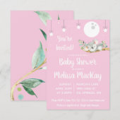 Slaapend Koala Baby shower Roze Kaart (Voorkant / Achterkant)