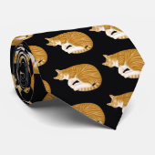 Slaapend Oranje Stropdas met tablet (Opgerold)