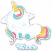 Slaapend Unicorn Charm Sticker (Voorkant)