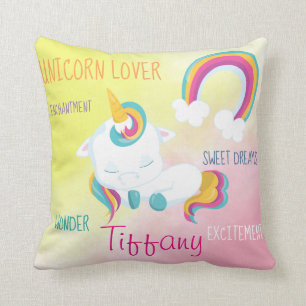 Slaapend Unicorn Rainbow-ontwerp Kussen