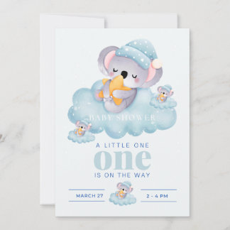 Slaapende Baby Koala Boy Shower-uitnodiging Kaart