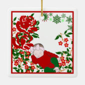Slaapende baby's eerste kerstkunst op maat keramisch ornament (Achterkant)