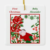 Slaapende baby's eerste kerstkunst op maat keramisch ornament (Voorkant)