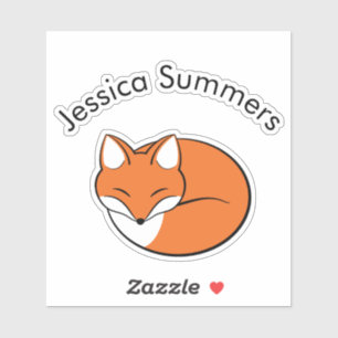 Slaapende Cartoon Fox Custom Message Sticker