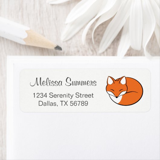 Slaapende Cartoon Fox Etiket (Insitu)