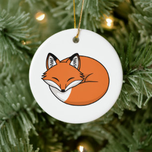 Slaapende Cartoon Fox Keramisch Ornament