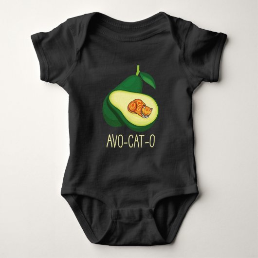 Slaapende kat Avocado Cute Vegetable Animal Pun Romper (Voorkant)