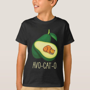 Slaapende kat Avocado Cute Vegetable Animal Pun T-shirt