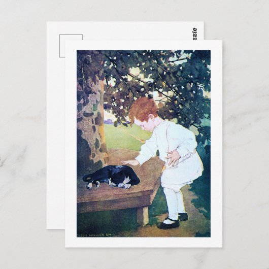 Slaapende kat en kind, Jessie Willcox Smith Briefkaart (Voorkant / Achterkant)