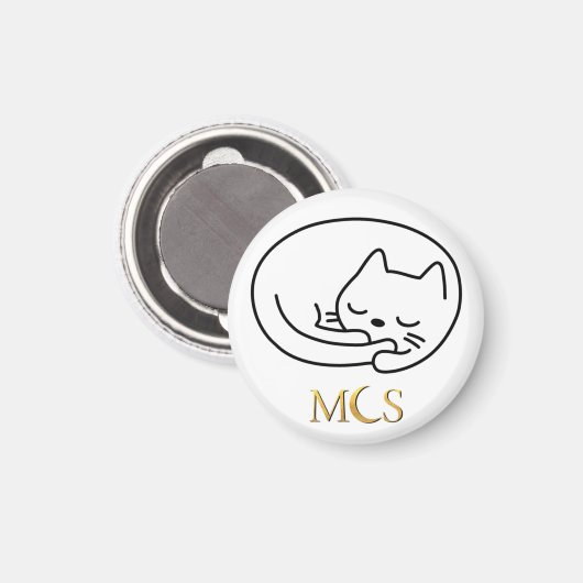 Slaapende kat Felix Calypso's hartmagneet Magneet (Voorkant / Achterkant)
