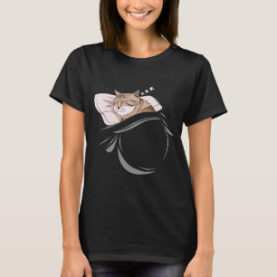 Slaapende kat van de pyjama t-shirt