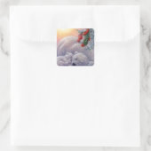Slaapende kerstpolarBeren Vierkante Sticker (Tas)