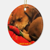 Slaapende kerstversiering keramisch ornament (Links)