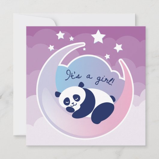 Slaapende Panda 'het is een meisje' - geboorteaank Aankondiging (Voorkant)