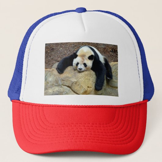 Slaapende reuzenpanda op een rots trucker pet (Voorkant)