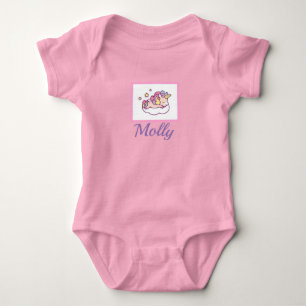 Slaapende Unicorn-naam Kawaii Onsie Sleeper Roze Romper