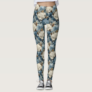 Slaapende Winter Vossen Patroon met Blauw en Wit Leggings