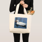 Slaapende witte duck reflectie grote tote bag (Voorkant (product))