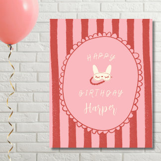 slaapfeest slumberparty verjaardagsmeisje tiener v poster