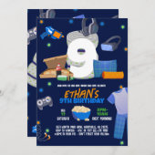 Slaapfeestje Jongens Pyjama Feest Uitnodiging (Voorkant / Achterkant)