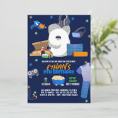 Slaapfeestje voor jongens uitnodiging (Staand voorkant)