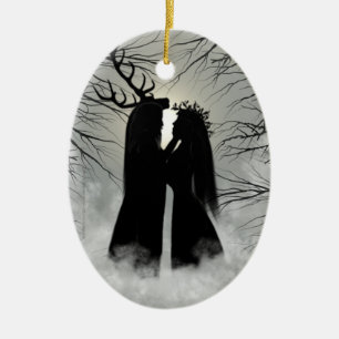 Slaapgod en godin keramisch ornament