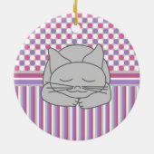 Slaapgrijze kat keramisch ornament (Achterkant)