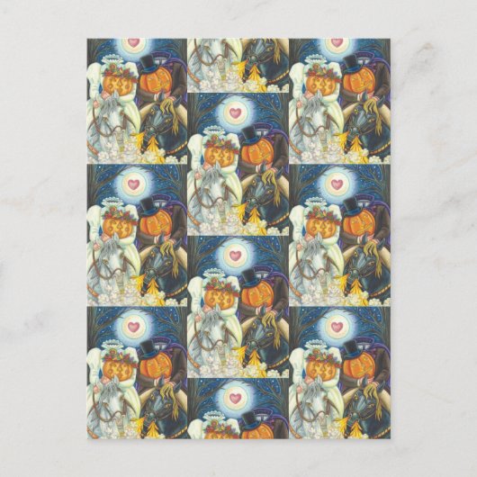 SLAAPHOLLOW WEDDING, HOOFDLEZEN HORSEMAN HALLOEEN BRIEFKAART (Voorkant)