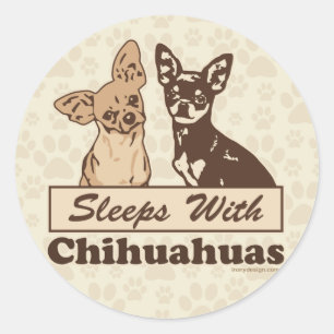 Slaapjes met Chihuahuas Ronde Sticker