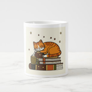 Slaapkat koffie witte mok voor boekenliefhebbers c