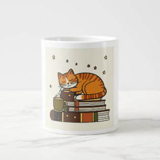 Slaapkat koffie witte mok voor boekenliefhebbers c