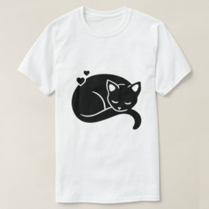 Slaapkat met Hartjes Grafische T-Shirt