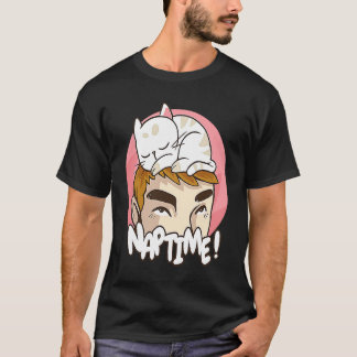 Slaapkat slaap op hoofd t-shirt