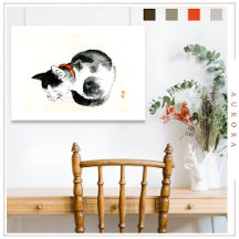 Slaapkat van Kono Bairei (1844-1895) Poster