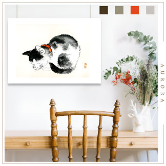 Slaapkat van Kono Bairei (1844-1895) Poster