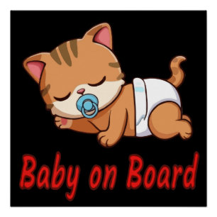 Slaapkitten Kat Baby aan Boord Autodecal Perfect Poster