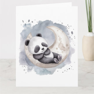 Slaapmaan Crescent Waterverf Baby Panda Kaart