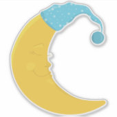 Slaapmaan, Gele maan, Cute Moon, Nightcap Sticker (Voorkant)