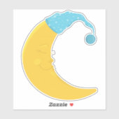 Slaapmaan, Gele maan, Cute Moon, Nightcap Sticker (Vel)