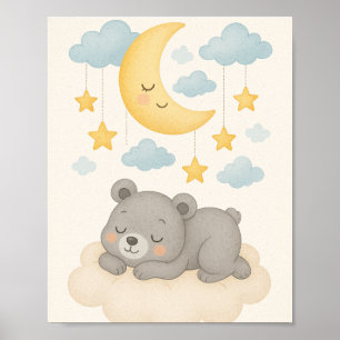Slaapmutsje kinderkamer muur kunst set – Maan, Bee Poster