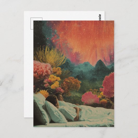 Slaappaar onder het Zee Surreal Mixed media Briefkaart (Voorkant / Achterkant)