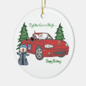 Slaaprood van de Gateway-Santa Keramisch Ornament (Links)