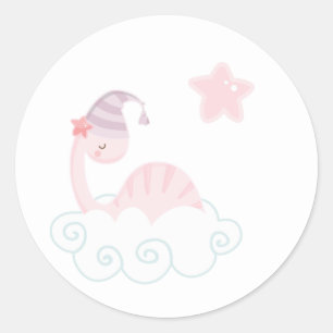 Slaaproze dinosaurusSticker Ronde Sticker